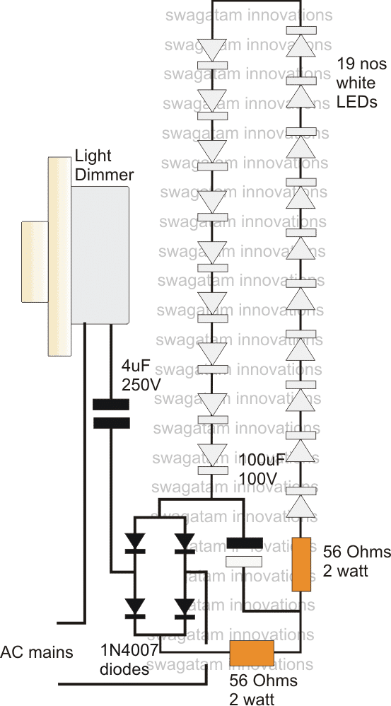 Usando um interruptor dimmer para controlar a CA