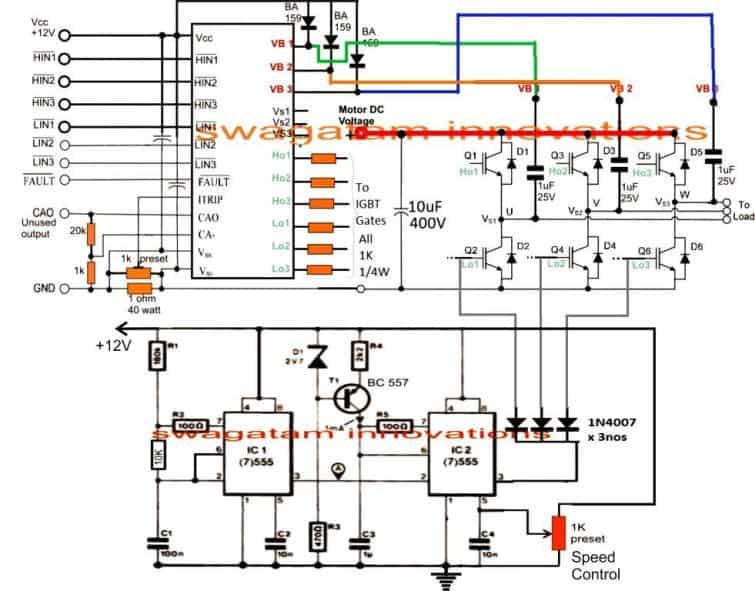 Como fazer um circuito VFD trifásico 3 O circuito do driver da ponte H