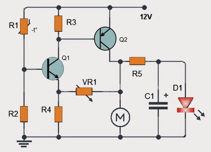 Controlador de velocidade do ventilador DC acionado por temperatura 1 Diagrama de circuito