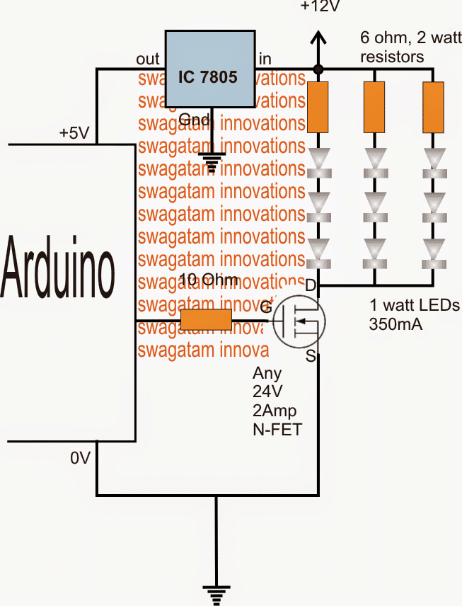 Como conduzir LEDs de alta potência com Arduino 1 A solução do circuito:
