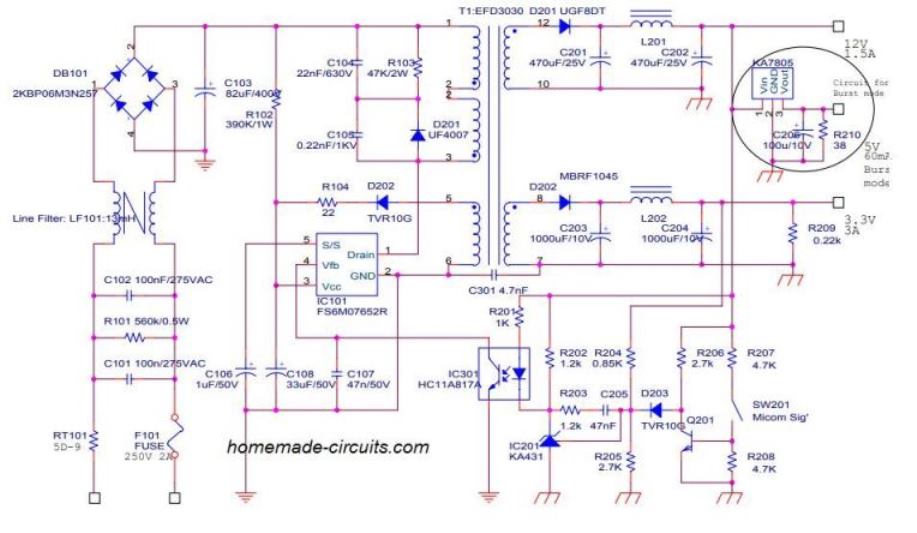 Circuito SMPS do Monitor LCD 3 Diagrama de circuito