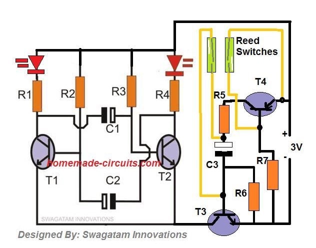 Faça este LED Cricket Stump Circuit em casa 7 Circuito de Eléctrodos de LED