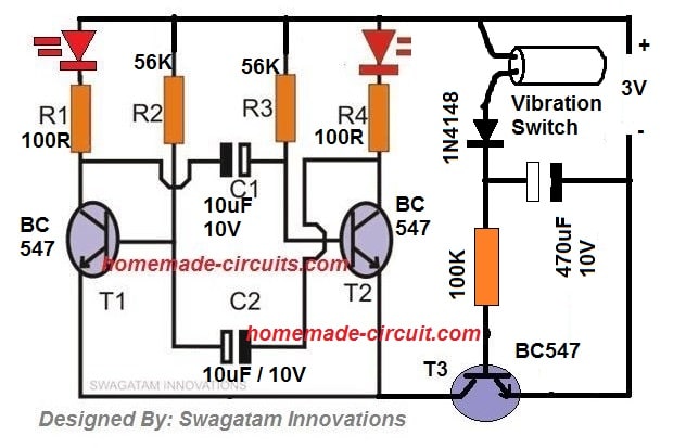 Faça este LED Cricket Stump Circuit em casa 11 Diagrama de circuito