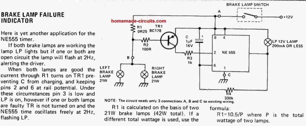 Circuito Monitor de Falha da Luz de Freio