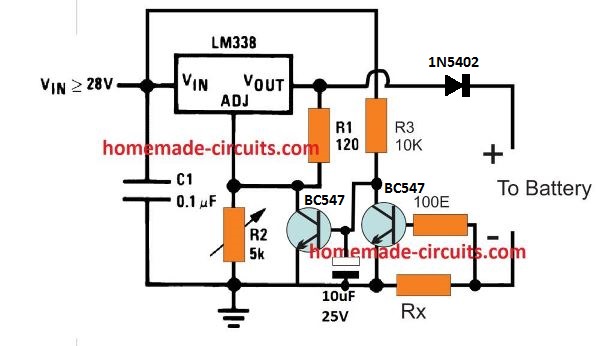 Circuito Indicador de Corrente da Bateria - Corte de Carregamento Disparado por Corrente 4 Usando o Design Simples LM338