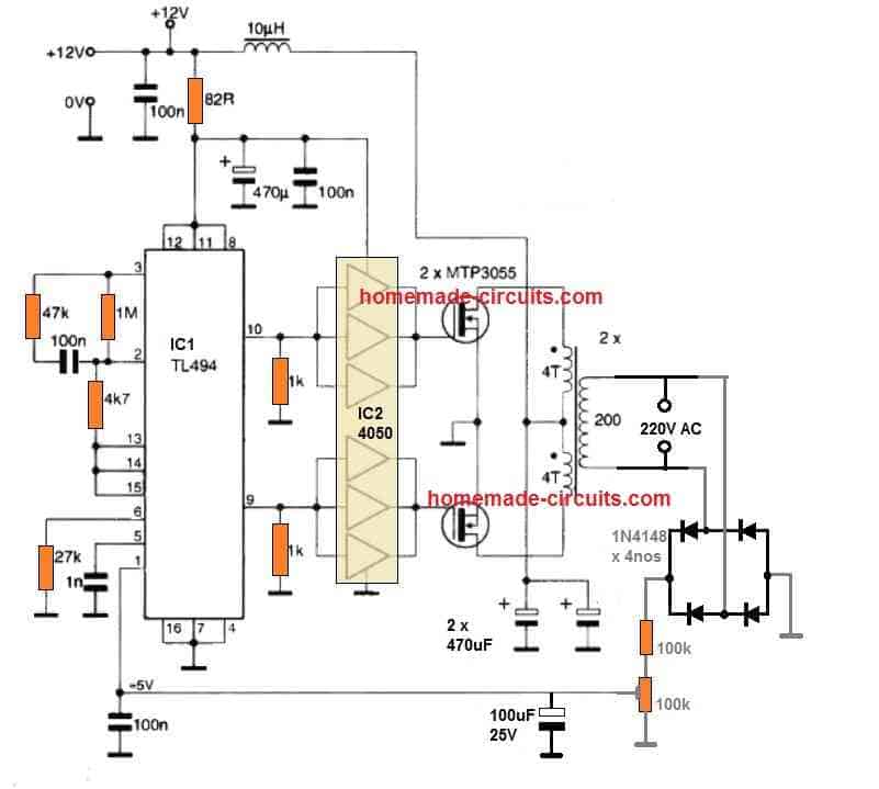 Inversor TL494 com Feedback