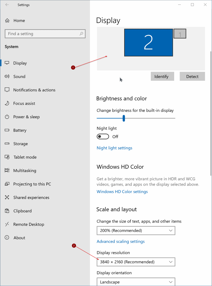 alterar a resolução da tela no Windows 10 pic2
