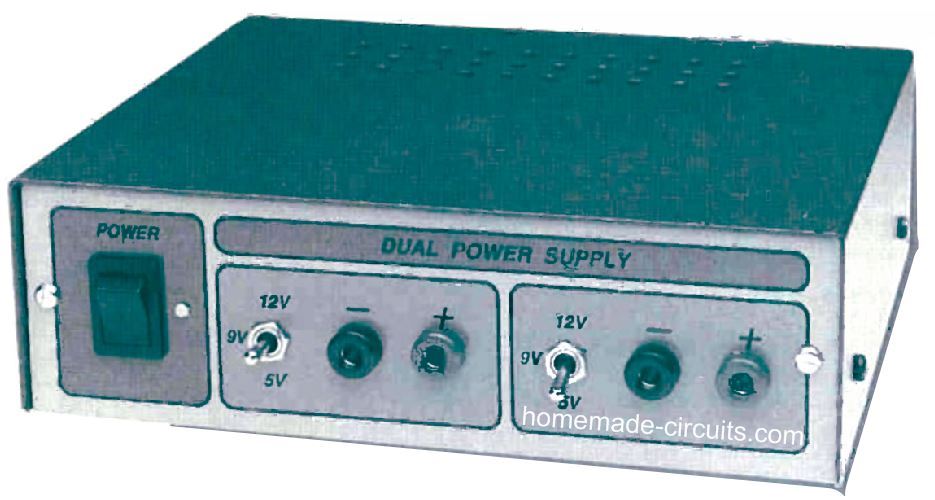 Outro circuito de fonte de alimentação dupla simples LM317