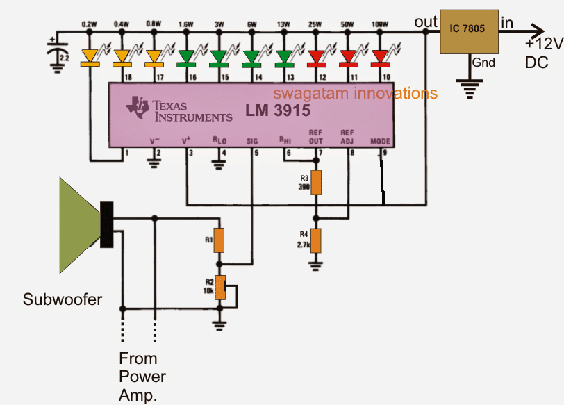 Circuito Indicador de Nível de Música do Subwoofer 1 Diagrama de circuito