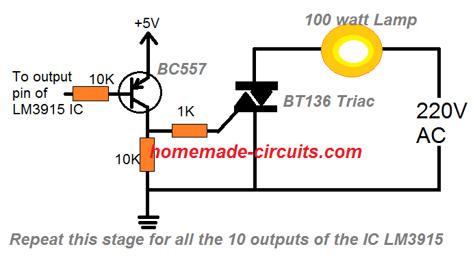 Circuito Indicador de Nível de Música do Subwoofer 5 Circuito de lâmpada de música 220V AC