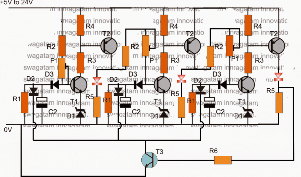Circuito Caçador de Luz LED de 3 Etapas
