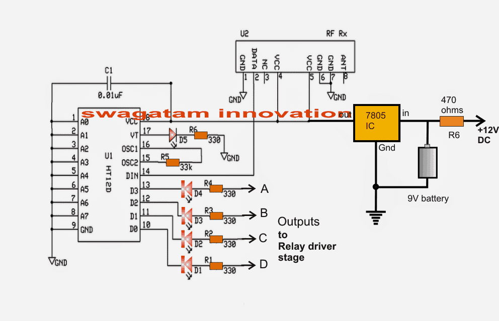 Circuito ATS de Controle Remoto - Troca de Rede/Gerador Sem Fio 5 3) O Circuito Receptor (Rx):
