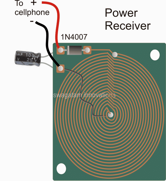 Circuito de carregador de celular sem fio 5 Fazendo uma versão PCB da bobina Pancake acima.
