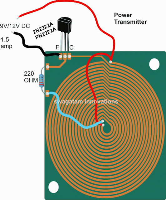 Circuito de carregador de celular sem fio 3 Fazendo uma versão PCB da bobina Pancake acima.