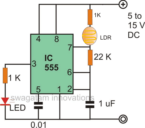 CONVERSOR DE LUZ PARA FREQUÊNCIA USANDO IC 555