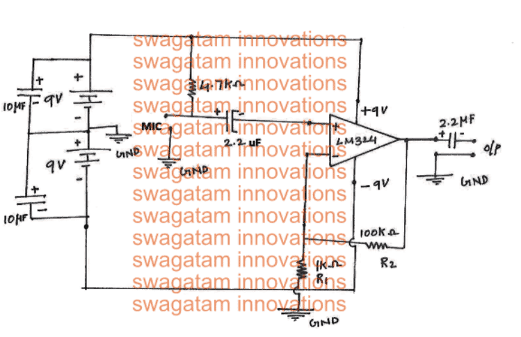Como construir um circuito amplificador de microfone 3 Diagrama de circuito: