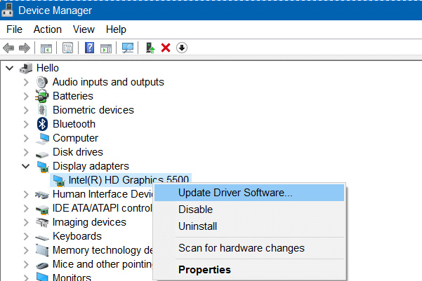 driver de vídeo falhou ao iniciar erro no Windows 10 pic1