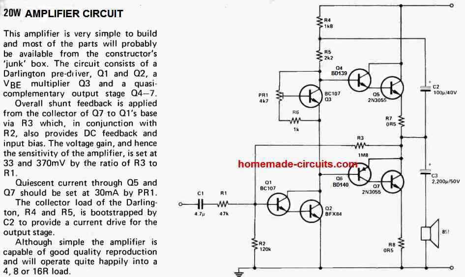 Outro amplificador simples de 20 watts