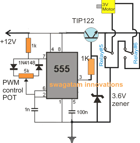 Operação de avanço reverso do motor 3V