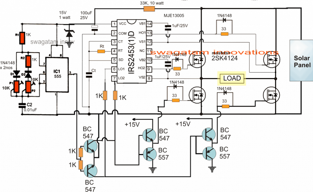 Como projetar um circuito inversor solar 9 Circuito inversor solar de onda senoidal