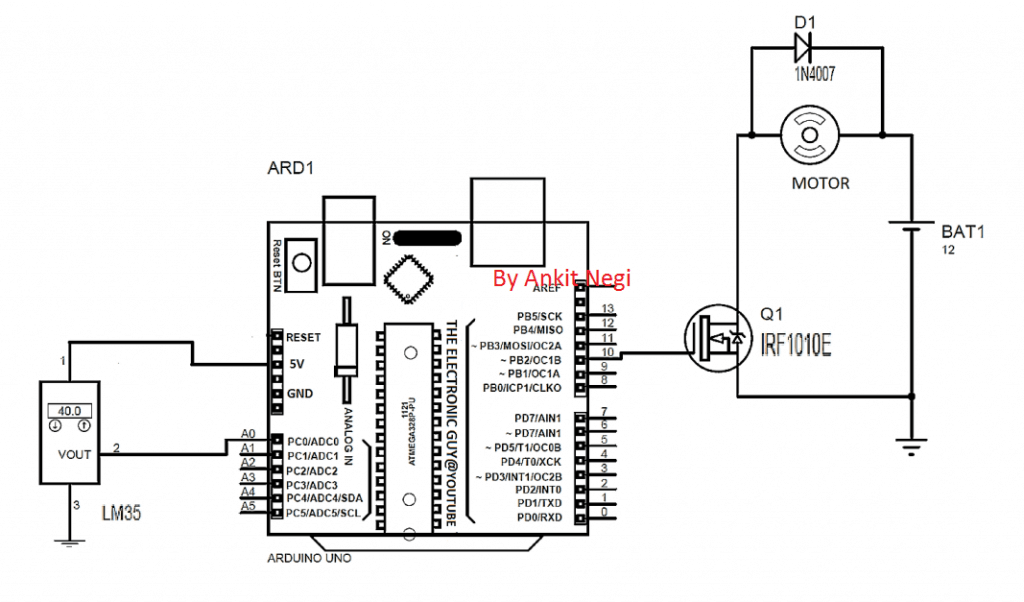 Circuitos de Ventiladores DC Controlados por Temperatura do Arduino 11 DIAGRAMA DE CIRCUITO: