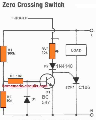 Circuito de aplicação prática usando detecção de cruzamento zero