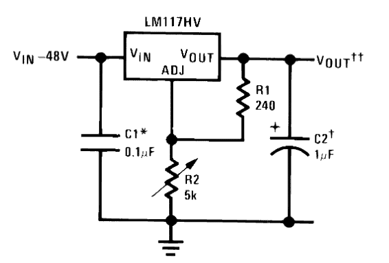 Fonte de alimentação variável ajustável regulada LM317HV 0-60V O design
