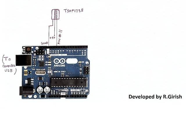Circuito de controle remoto IR Arduino 5 Atribuir teclas para controle remoto: