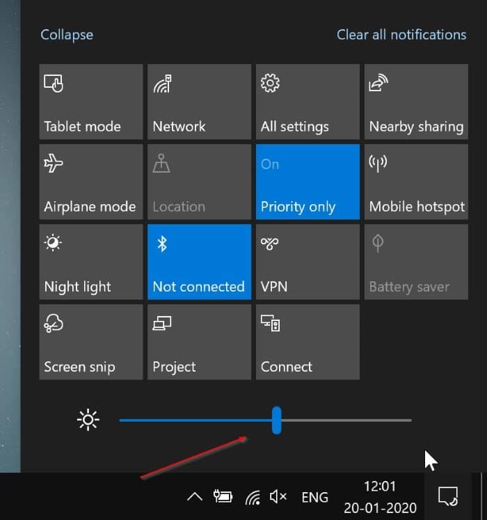 ajustar o brilho da tela no Windows 10 pic1