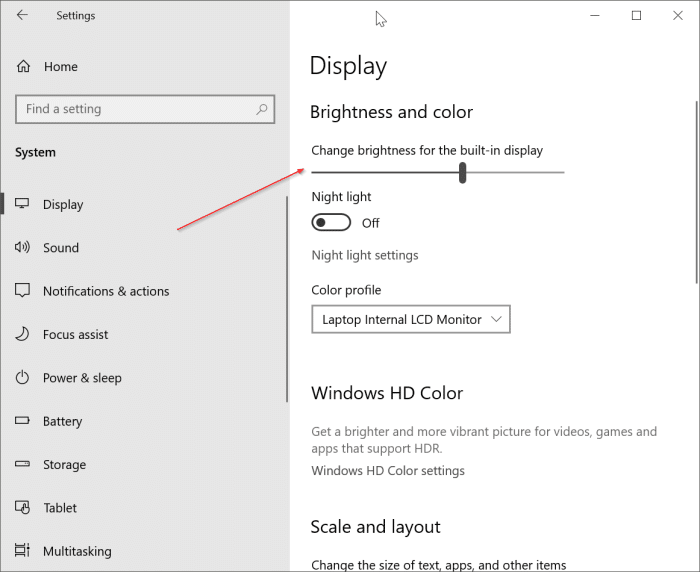 alterar o brilho da tela Windows 10