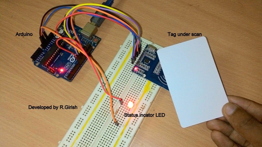Circuito de trava de segurança RFID - Código completo do programa e detalhes de teste 3 Protótipo do autor que pode ser efetivamente usado como uma fechadura de segurança RFID infalível para portas e cofres: