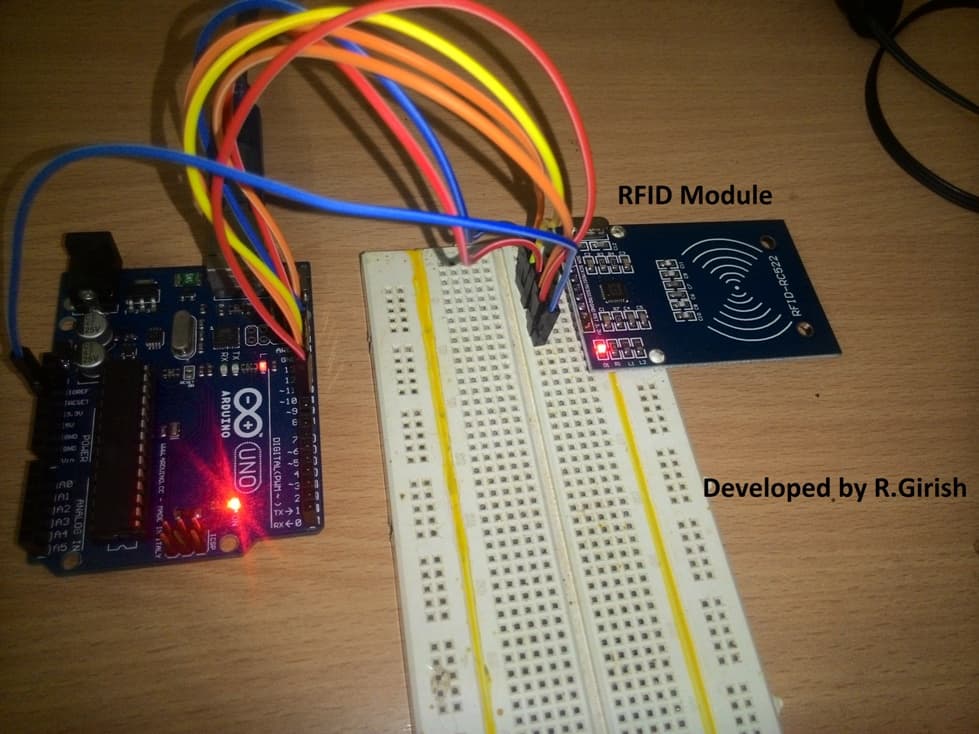 Circuito Leitor RFID usando Arduino 7 Protótipo do circuito Arduino RFID: