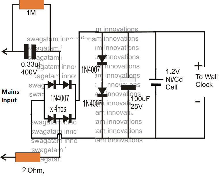 Circuito de fonte de alimentação de 1,5 V para relógio de parede 1 Diagrama de circuito