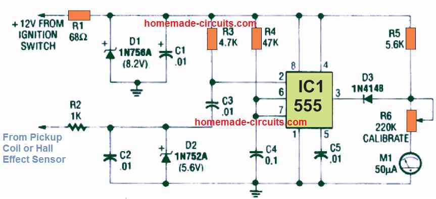 Circuito Tacômetro Medidor de Bobina Móvel Simples