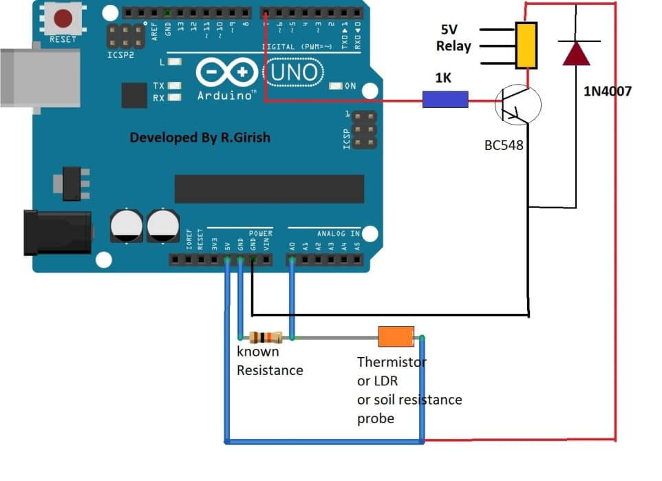 Circuito simples de ohmímetro digital Arduino 7 Diagrama de circuito: