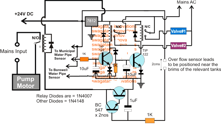 Circuito controlador de válvula de bomba de água de dois tubos 1 O design