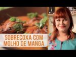 Sobrecoxa de frango com molho de manga e leite de côco
