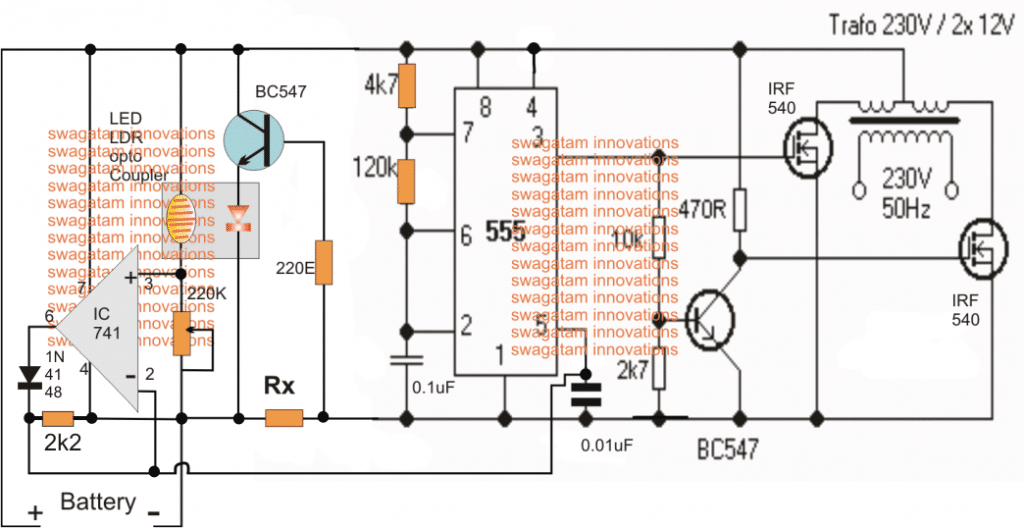 Circuito Otimizador de Torque Automático em Motores Elétricos 1 Usando um inversor IC 555 para controle de toque