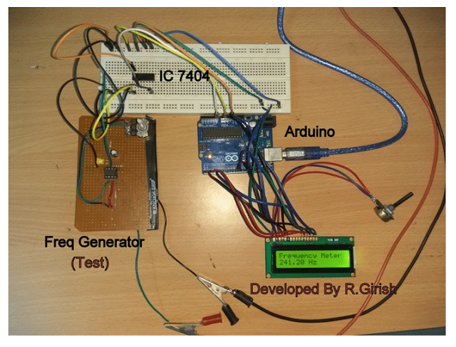 Medidor de frequência Arduino usando tela 16×2 9 Protótipo do autor: