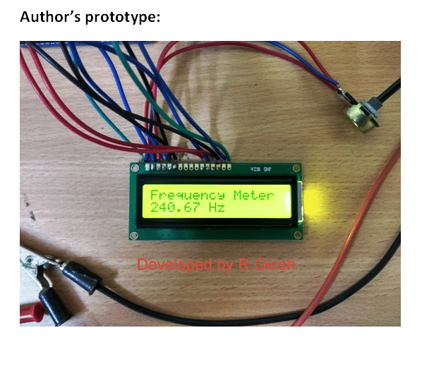 Medidor de frequência Arduino usando tela 16×2 7 Protótipo do autor: