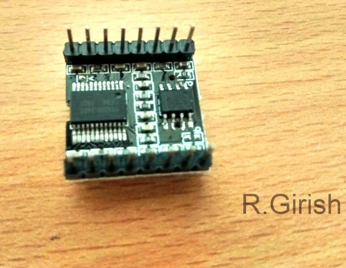 Mp3 Player usando DF Player – Detalhes completos do design 3 Vista inferior do DFPlayer: