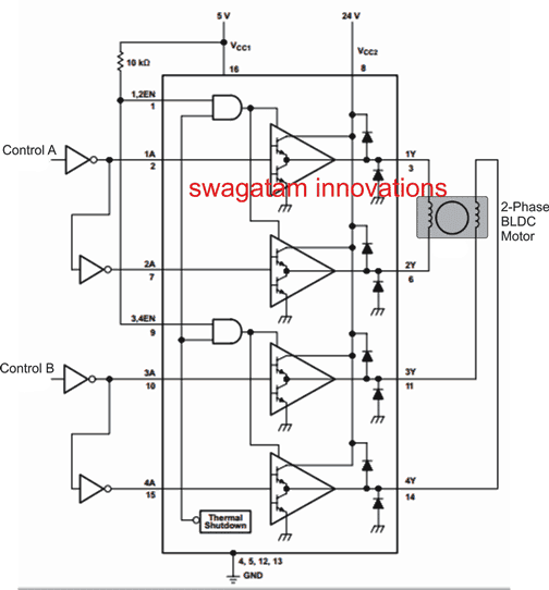 Usando L293 para controlar um motor BLDC de 2 fases
