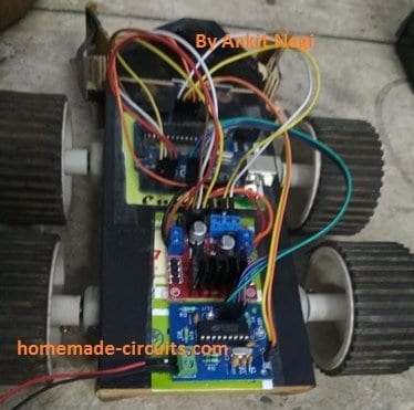 Carro robô controlado por telefone celular usando módulo DTMF 9 Imagens de protótipo do circuito de carro robô controlado por celular usando DTMF