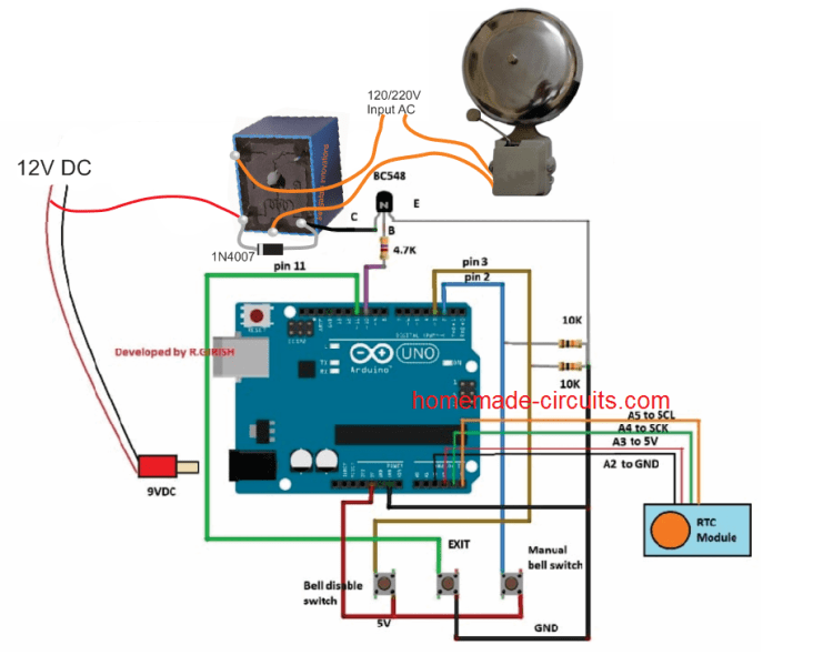 Sistema de campainha de escola/faculdade automática Arduino 5 Sistema de campainha de escola/faculdade automática Arduino