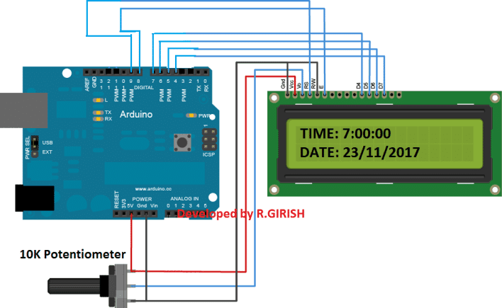 Sistema de campainha de escola/faculdade automática Arduino 1 Exibição para conexão do Arduino