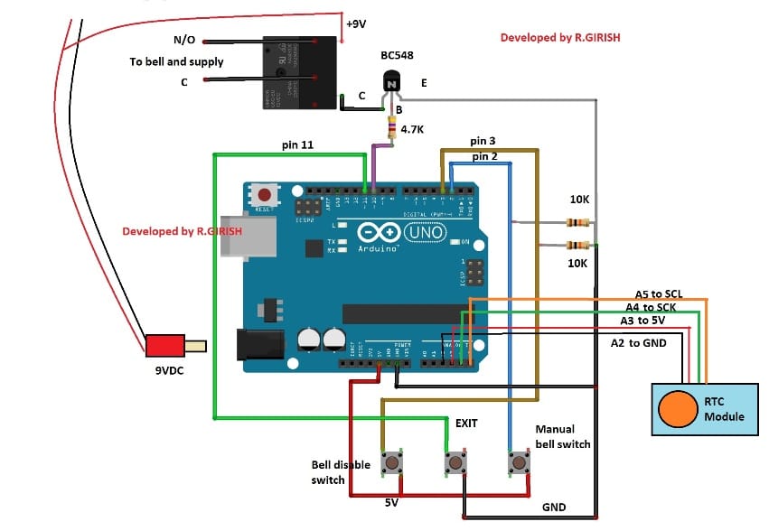 Sistema de campainha de escola/faculdade automática Arduino 3 Sistema Automático de Campainha Escola/Faculdade usando Arduino
