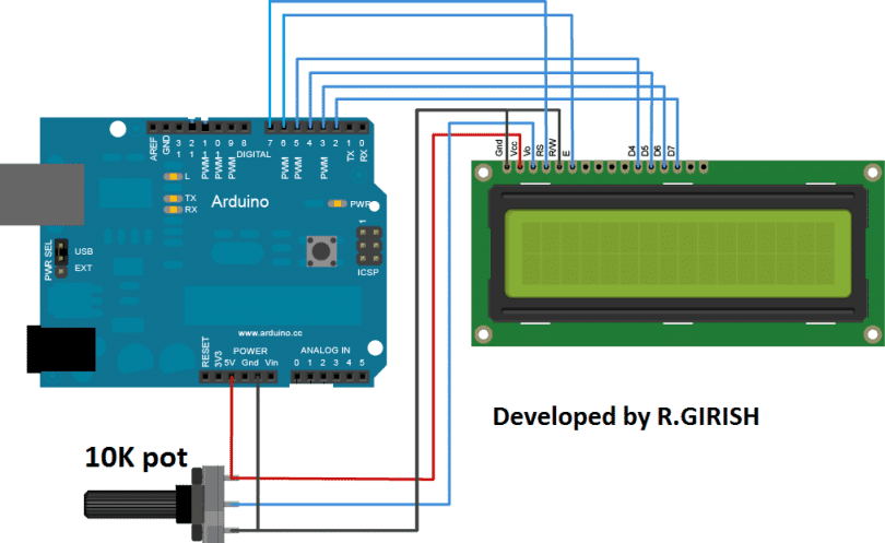 Conexão Arduino para display LCD: