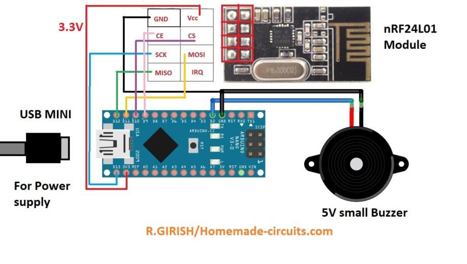 Circuito de campainha de chamada de escritório sem fio 5 O Circuito Receptor: