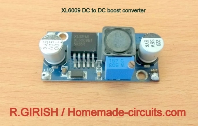 Indicador de nível de água sem fio ultrassônico - alimentado por energia solar 11 Ilustração do conversor boost DC para DC XL6009: