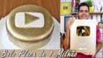 BOLO PLACA DE 1 MILHÃO DE INSCRITOS | BOLO DOURADO | Menino Prendado